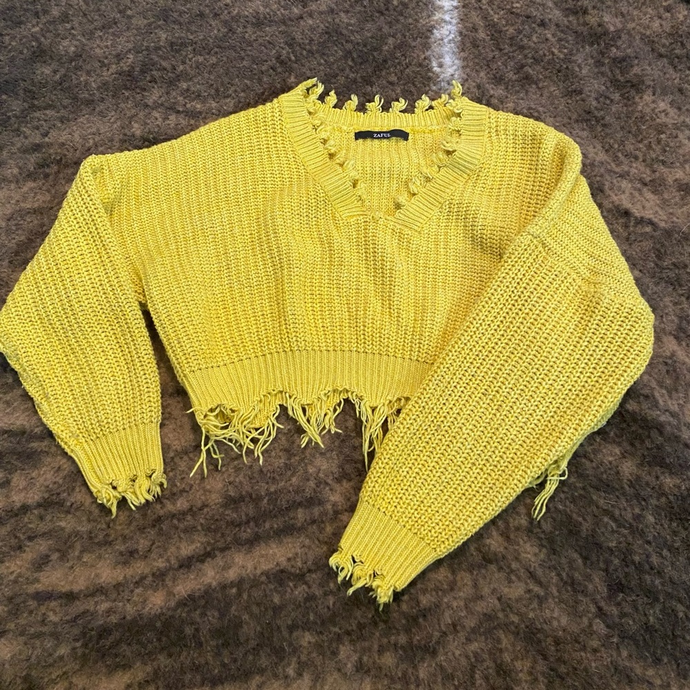 Distressed Knit Cropped Top